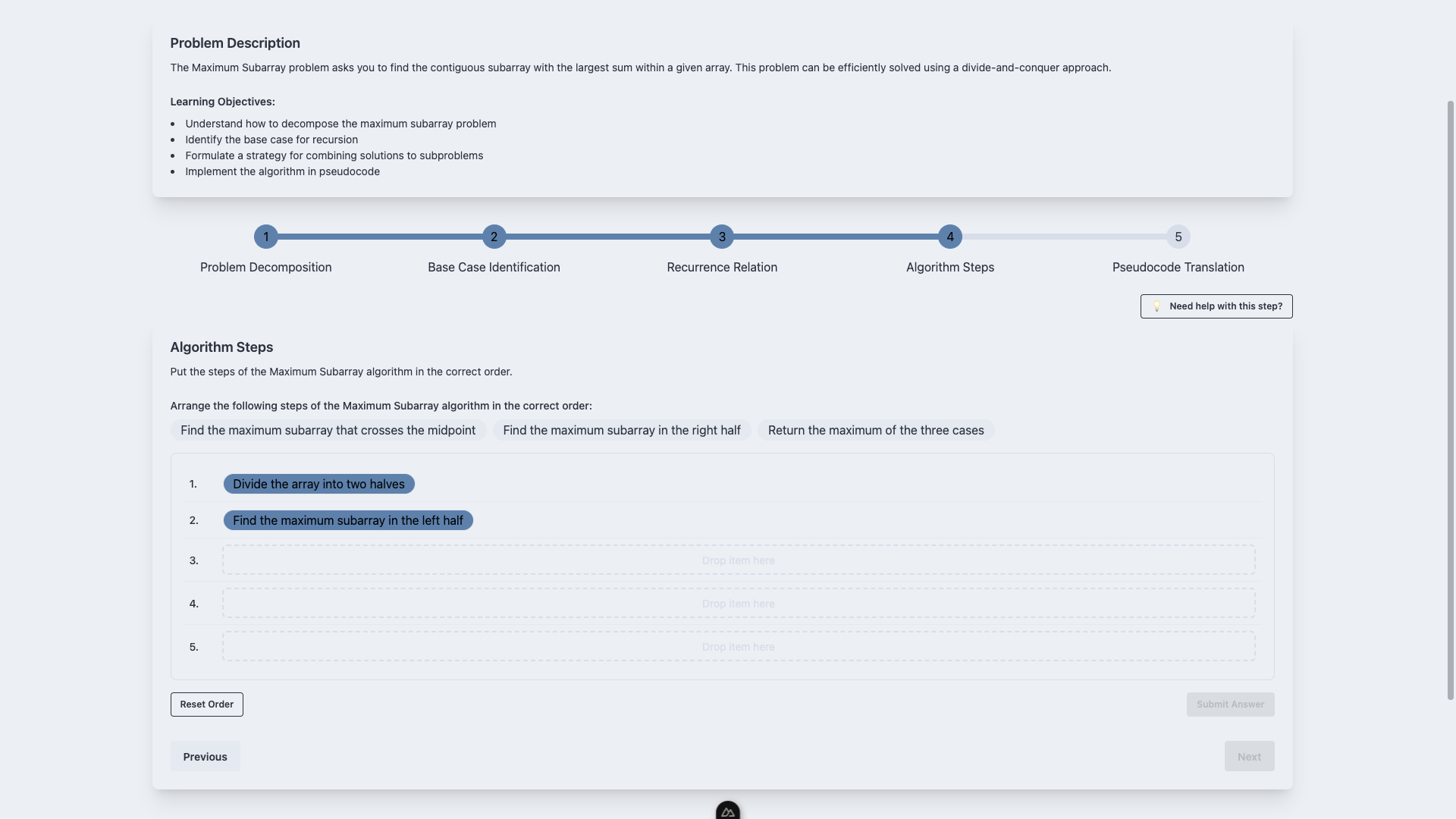 Algorithm Steps ↑ 
